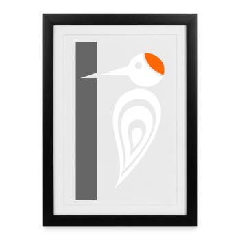 Woodpecker on the Tree - Carpenter's Bird - Framed poster (27 × 37 cm) - black - Front