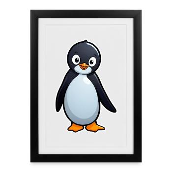 Charme de Pingouin Câlin - Affiche encadrée (27 × 37 cm) - noir - Devant