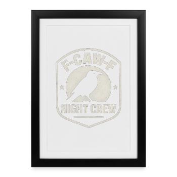 F-Caw-F Night Crew Raven Crow Humor Night Shift - Framed poster (27 × 37 cm) - black - Front
