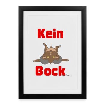 Kein Bock Ziegenhumor Print - Gerahmtes Poster (27 × 37 cm) - Schwarz - Vorne