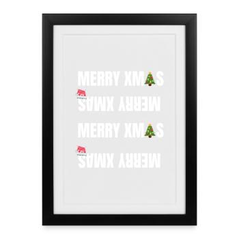 Merry Xmas Christmas Outfit Hohoho Winter - Framed poster (27 × 37 cm) - black - Front