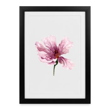 fleur rose - Affiche encadrée (27 × 37 cm) - noir - Devant