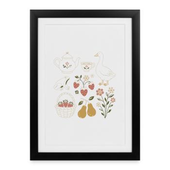 Douceur Champêtre: Nature and Vintage Tea - Framed poster (27 × 37 cm) - black - Front