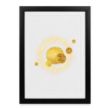 Gold glitter circle design solar storm - Framed poster (27 × 37 cm) - black - Front