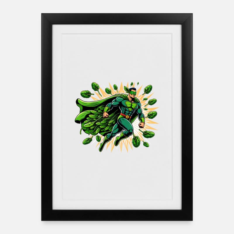 Spinatman: Blatt der Gerechtigkeit - Gerahmtes Poster (27 × 37 cm) - Schwarz
