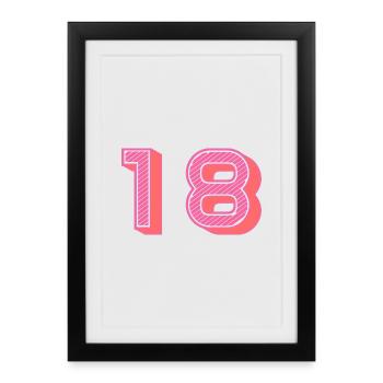 18. 18 YEARS OLD. 18th ANNIVERSARY. 18 BIRTHDAY. - Framed poster (27 × 37 cm) - black - Front