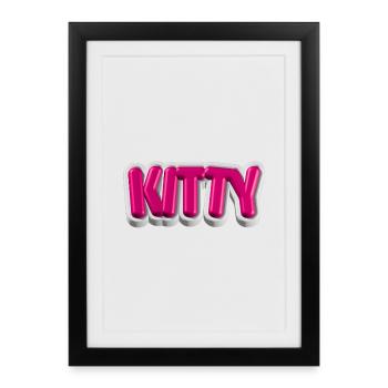 KITTY – 3D typography for cat lovers - Framed poster (27 × 37 cm) - black - Front