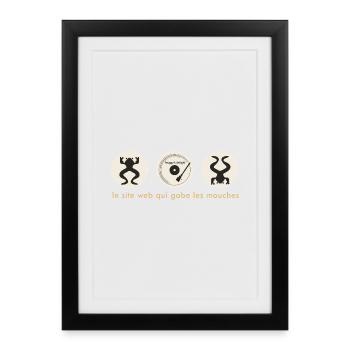 Grenouille DJ Cercle Badge - Affiche encadrée (27 × 37 cm) - noir - Devant