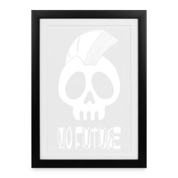 White punk skull - Framed poster (27 × 37 cm) - black - Front