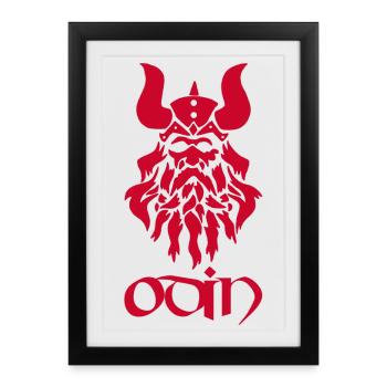 Dieu nordique Odin (rouge) - Affiche encadrée (27 × 37 cm) - noir - Devant