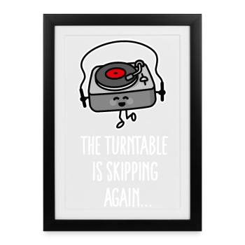 La platine vinyle saute à nouveau - Affiche encadrée (27 × 37 cm) - noir - Devant
