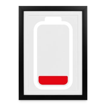 BATTERIE FAIBLE - Blanc - Affiche encadrée (27 × 37 cm) - noir - Devant