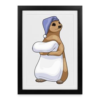 Meerkat Sleeping Blanket - Framed poster (27 × 37 cm) - black - Front