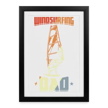Daddy Windsurfing - Framed poster (27 × 37 cm) - black - Front