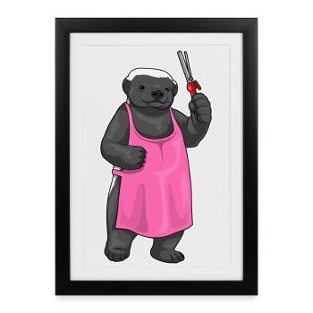 Barre à cheveux Badger Hairdresser - Affiche encadrée (27 × 37 cm) - noir - Devant