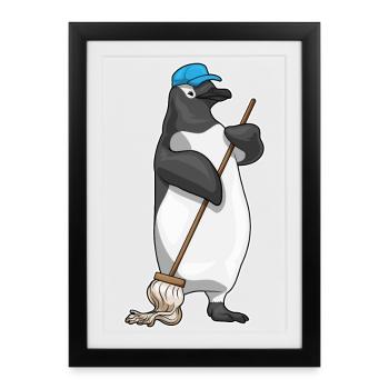 Penguin Cleaner Mop Mob - Framed poster (27 × 37 cm) - black - Front