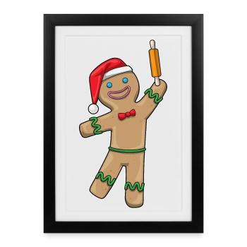 Gingerbread Man Christmas Baking - Framed poster (27 × 37 cm) - black - Front