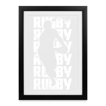 Joueur de rugby - Affiche encadrée (27 × 37 cm) - noir - Devant