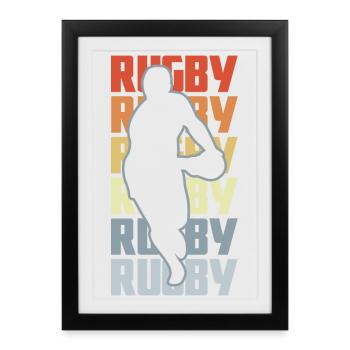 Rugby - Affiche encadrée (27 × 37 cm) - noir - Devant