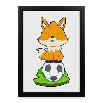 Fox Soccer Player Soccer - Framed poster (27 × 37 cm) - black - Front