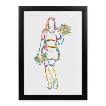 Cheerleader Girl Sketch - Framed poster (27 × 37 cm) - black - Front