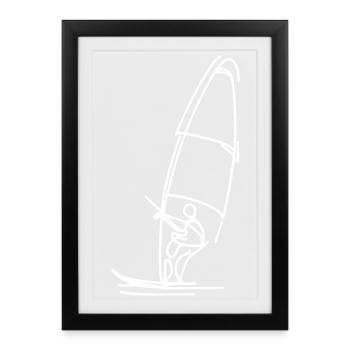 Windsurfing Sketch - Framed poster (27 × 37 cm) - black - Front