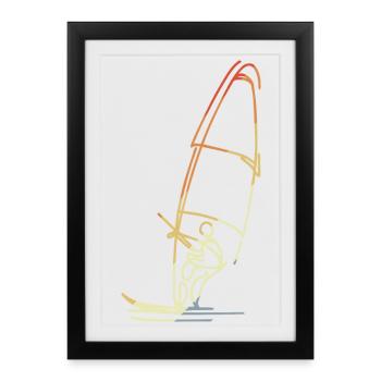 Windsurfer Sketch Vintage - Framed poster (27 × 37 cm) - black - Front