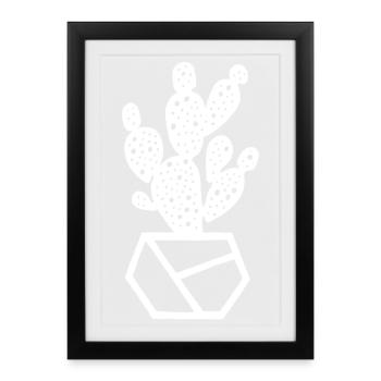 White Cactus - Framed poster (27 × 37 cm) - black - Front