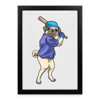 Carlin Baseball Batte de Baseball - Affiche encadrée (27 × 37 cm) - noir - Devant