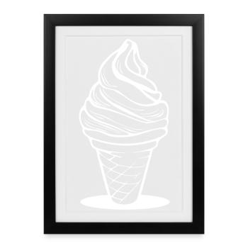 Croquis de cornet de crème glacée - Affiche encadrée (27 × 37 cm) - noir - Devant