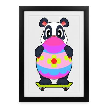 Panda Easter Skateboard - Affiche encadrée (27 × 37 cm) - noir - Devant
