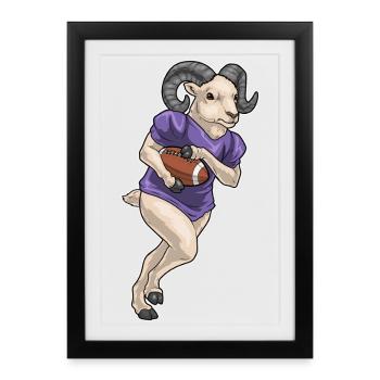Bélier Football américain Sports - Affiche encadrée (27 × 37 cm) - noir - Devant