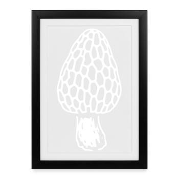 Morille - Cueilleur de champignons - Champignons - Dicton - Affiche encadrée (27 × 37 cm) - noir - Devant