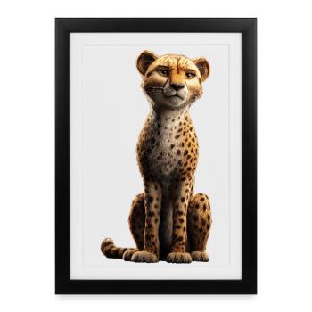 Gepard Cheetah Raubkatze Katzen Liebhaber Geparden - Gerahmtes Poster (27 × 37 cm) - Schwarz - Vorne