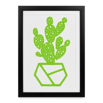 Cactus - Affiche encadrée (27 × 37 cm) - noir - Devant