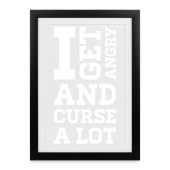 Angry – Statement about anger, protest & emotions - Framed poster (27 × 37 cm) - black - Front