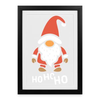Drôle de gnome de Noël Ho Ho Ho - Affiche encadrée (27 × 37 cm) - noir - Devant