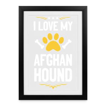 J’adore mon lévrier afghan - Affiche encadrée (27 × 37 cm) - noir - Devant