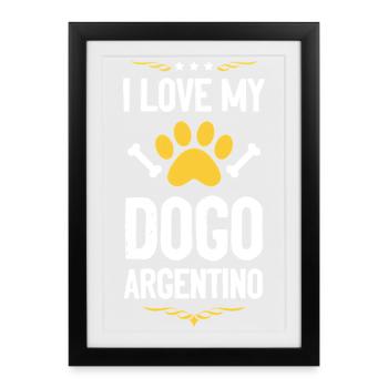 J’adore mon Dogue Argentino - Affiche encadrée (27 × 37 cm) - noir - Devant