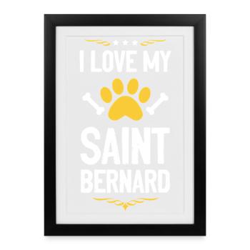 J’aime mon Saint-Bernard - Affiche encadrée (27 × 37 cm) - noir - Devant