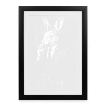 Gentleman Rabbit Smokey Noir - Framed poster (27 × 37 cm) - black - Front
