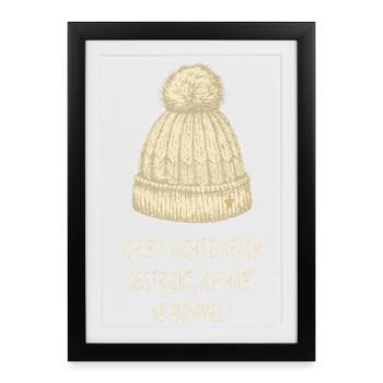 J’ai un pompon – Winter Humor Hat - Affiche encadrée (27 × 37 cm) - noir - Devant