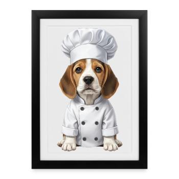 Funny Beagle Chef Cartoon Chef - Framed poster (27 × 37 cm) - black - Front