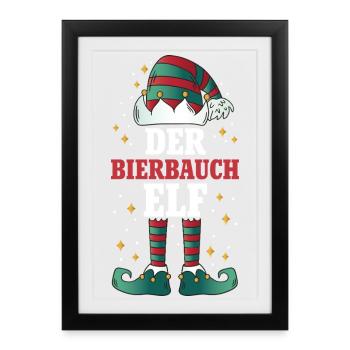 Noël L’Elfe au Ventre de Bière - Affiche encadrée (27 × 37 cm) - noir - Devant