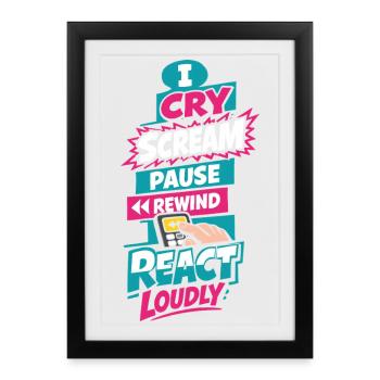 Une fangirl d’anime crie la réaction de l’anime - Affiche encadrée (27 × 37 cm) - noir - Devant
