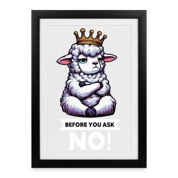 Avant de demander brebis, moutons, bergers, bergers, détenteurs de moutons, - Affiche encadrée (27 × 37 cm) - noir - Devant