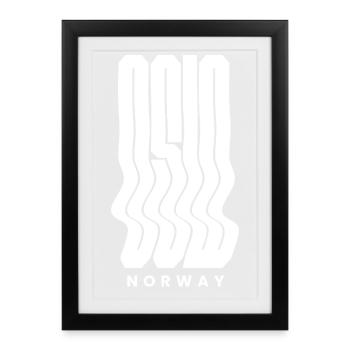 Oslo Norway Nordic Wave logo design - Framed poster (27 × 37 cm) - black - Front