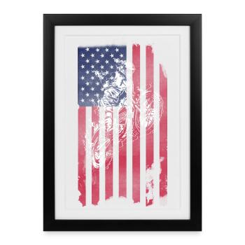 Dirt Biking USA Flag  - Framed poster (27 × 37 cm) - black - Front