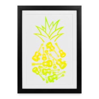 Hawaiian Ukulele Uke Pineapple - Framed poster (27 × 37 cm) - black - Front