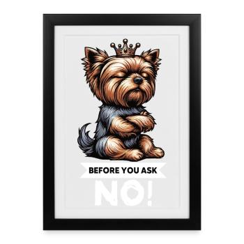 Avant de demander Yorkshire Terrier Yorkshire Yorkie Yorkie - Affiche encadrée (27 × 37 cm) - noir - Devant